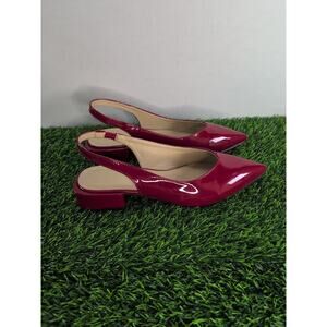 Nicole Miller New York Red Pointed Toe Sling Back Flat Size 8.5